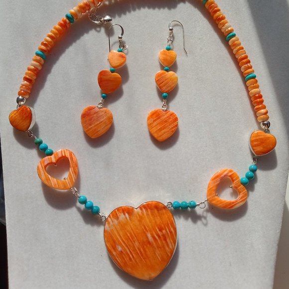 Jay King Jewelry - Jay King DTR Spiny Oyster heart necklace and matching earrings set 925